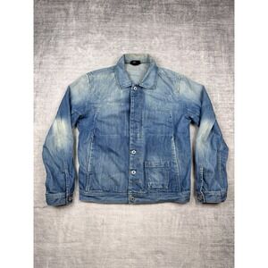 Vintage Diesel Jacket Mens Medium Blue Denim Medium Wash Faded Biker Trucker